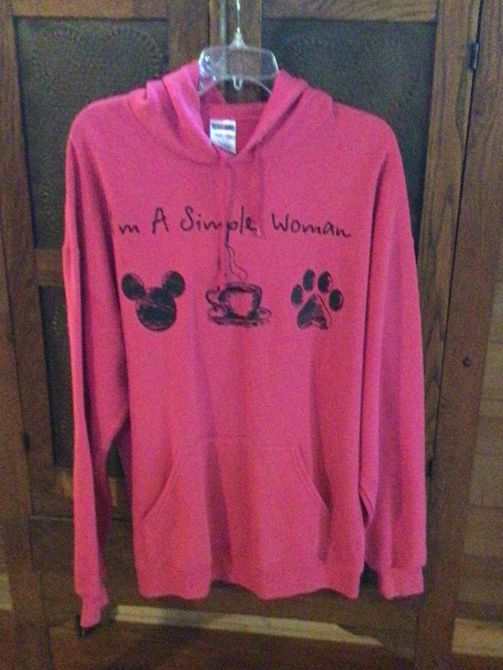 Jerzees Pink Women's Hoodie with 'A Simple Woman' Graphic